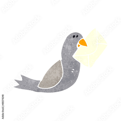 retro cartoon carrier pigeon
