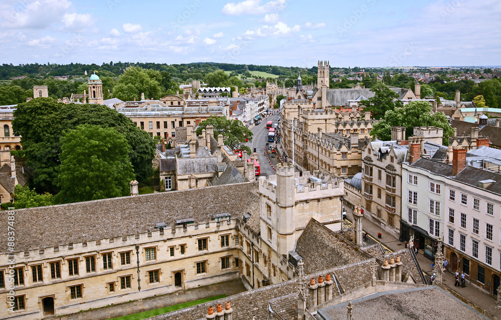 Panoramic rooftop view of Oxford, England