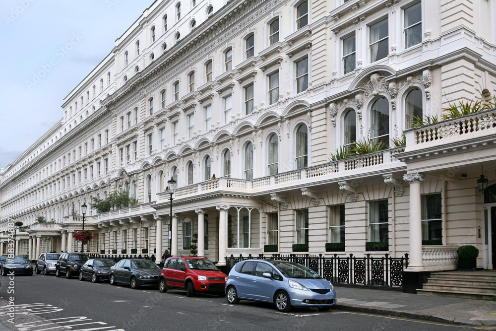 Typical London upper class white apartment buildings