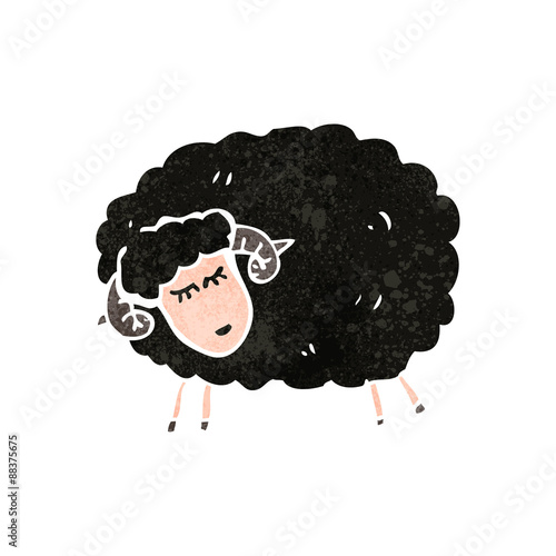 retro cartoon black sheep