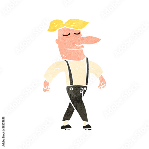 retro cartoon proud blond man