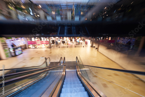 Shopping mall escalators