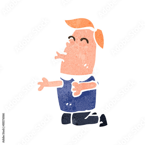retro cartoon man on knees