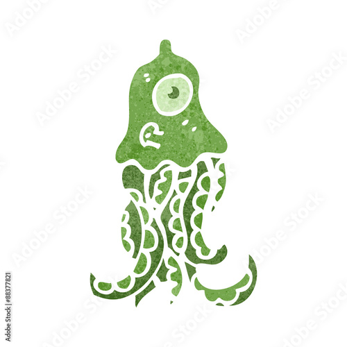 retro cartoon giant squid