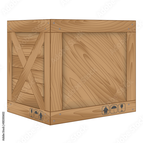 Vector of brown wooden box on white