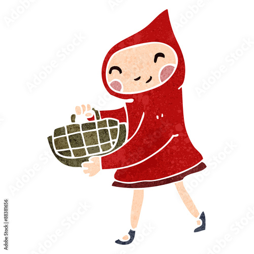 retro cartoon little red riding hood