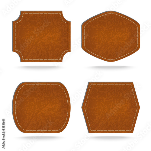 Set of leather  tag on white background