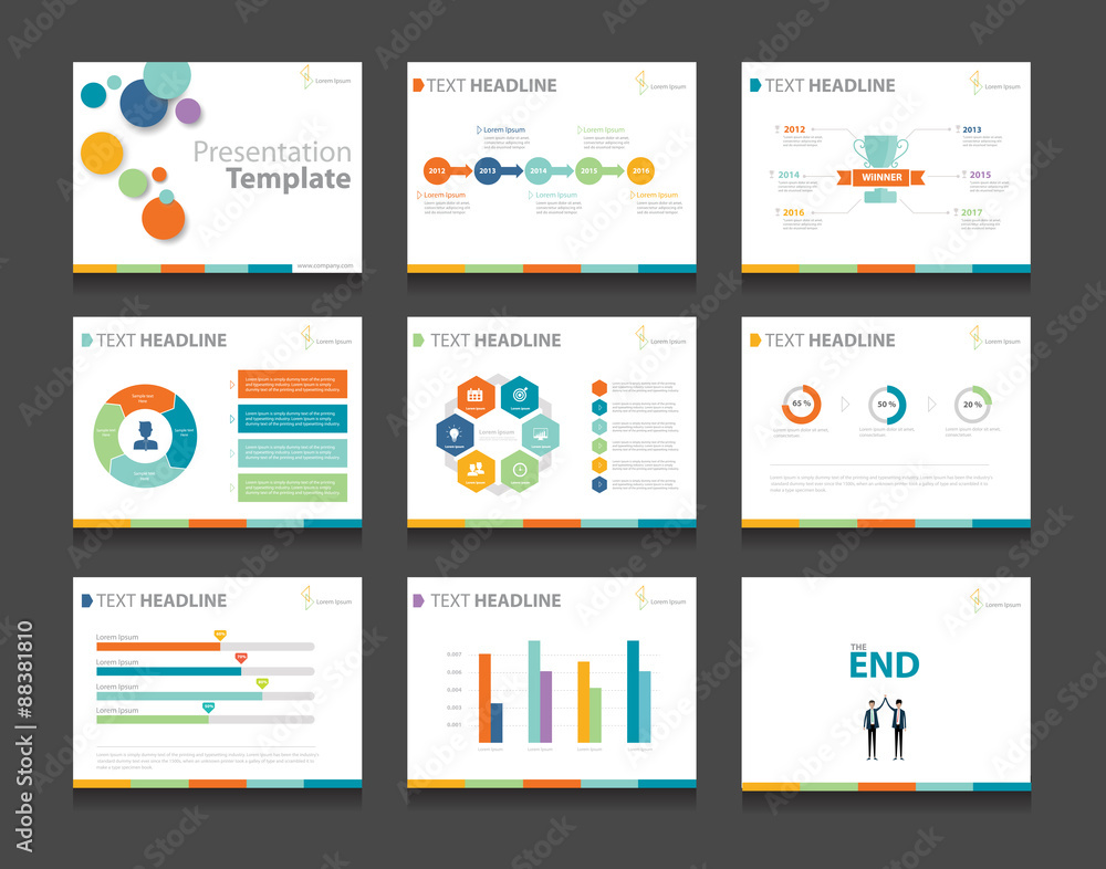colorful  infographic business presentation template set.powerpoint template design backgrounds