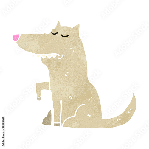 retro cartoon well trained dog