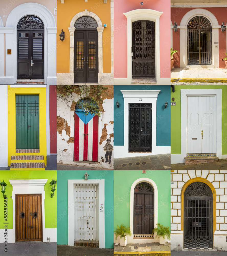 Obraz premium Doors of houses in San Juan, Puerto Rico