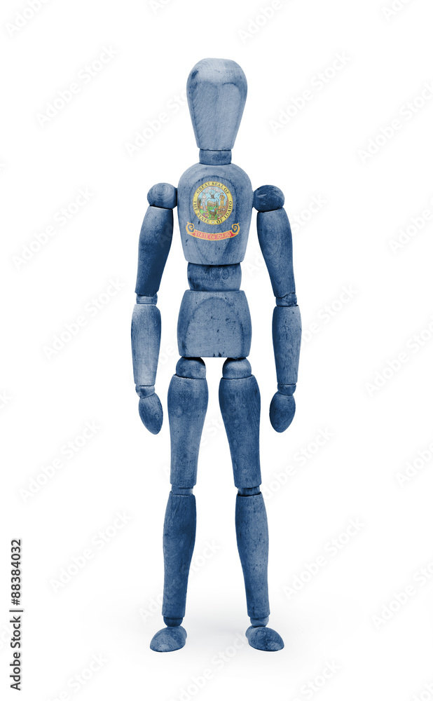 Wood figure mannequin with US state flag bodypaint - Idaho Wood figure mannequin with US state flag bodypaint - Idaho