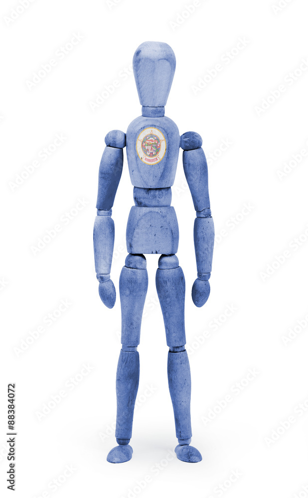 Wood figure mannequin with US state flag bodypaint - Minnesota Wood figure mannequin with US state flag bodypaint - Minnesota