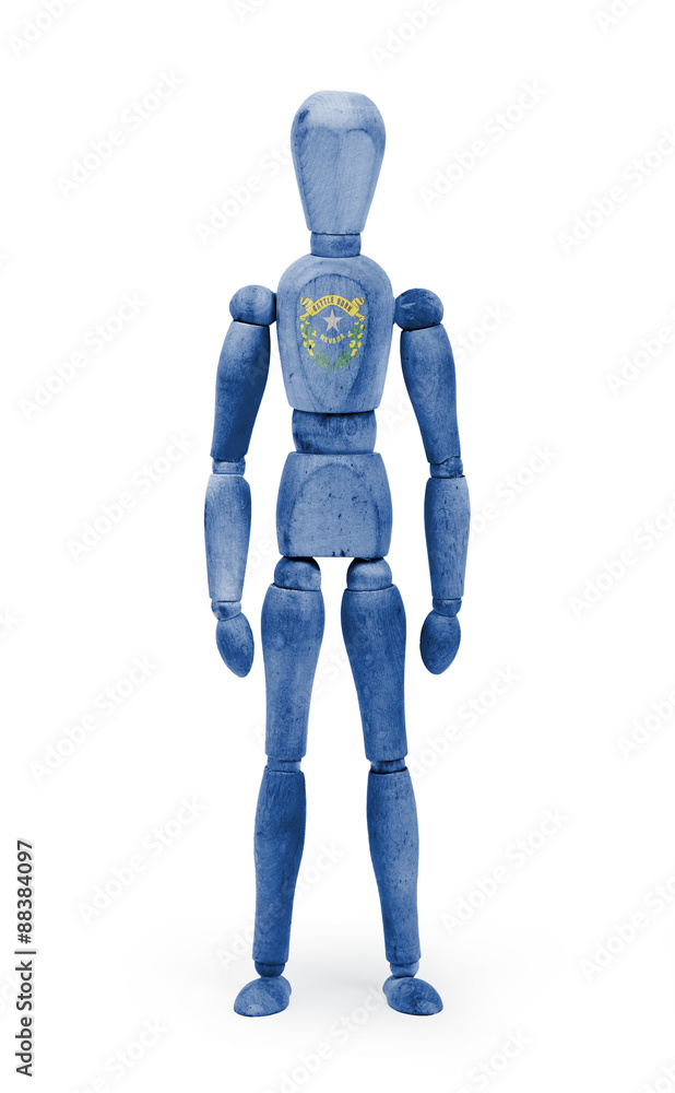 Wood figure mannequin with US state flag bodypaint - Nevada Wood figure mannequin with US state flag bodypaint - Nevada
