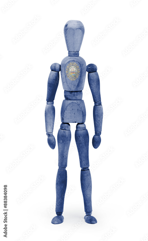Wood figure mannequin with US state flag bodypaint - New Hampshi Wood figure mannequin with US state flag bodypaint - New Hampshi