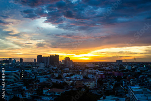 Sunset sky Twilight view bangkok city.