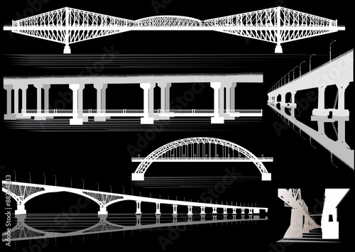 six bridges collection isolated on black