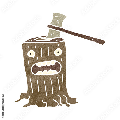 retro cartoon tree stump