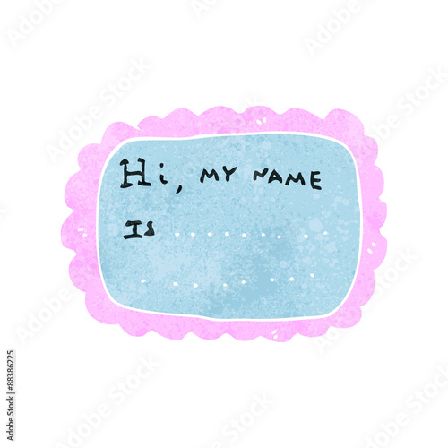 retro cartoon decorative name tag
