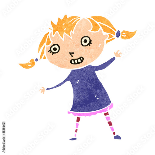 retro cartoon excited blond girl