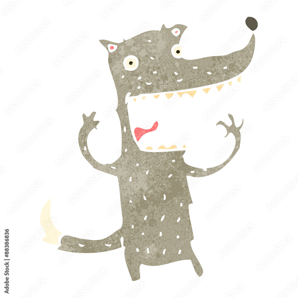 Fototapeta premium retro cartoon crazy wolf