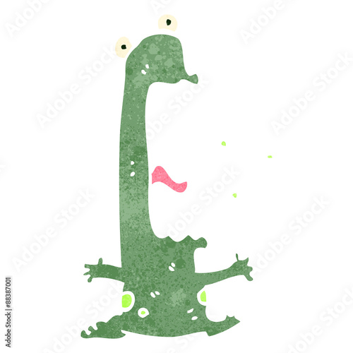 retro cartoon burping frog