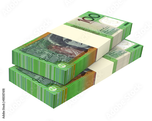 Australian dollar isolated on white background. Computer generated 3D photo rendering.