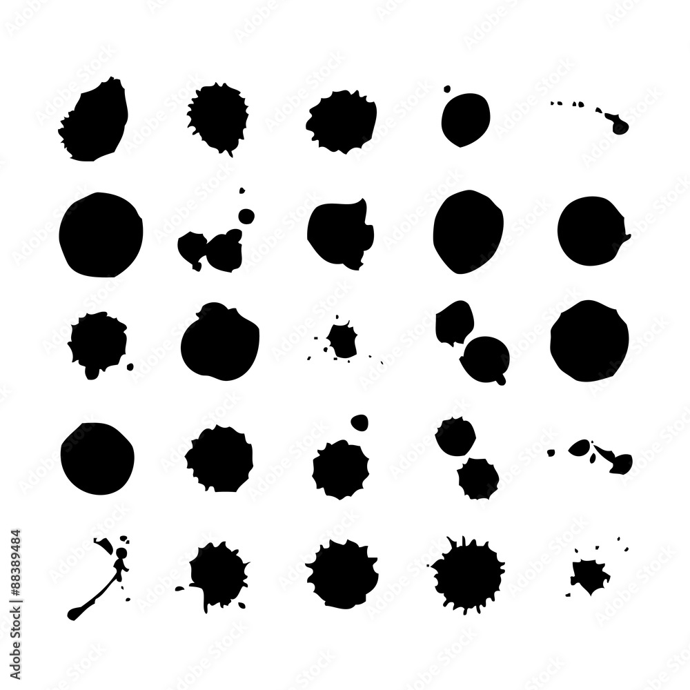 Collection of watercolor brushes blots and spray Collection of watercolor brushes blots and spray
