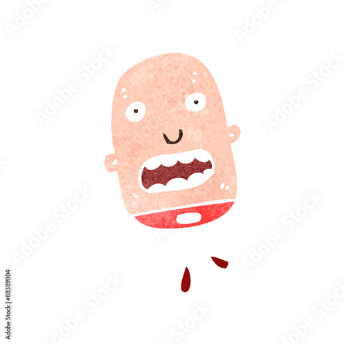 retro cartoon blood spurting severed head