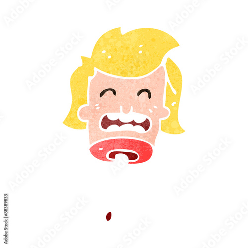 retro cartoon blood spurting severed head