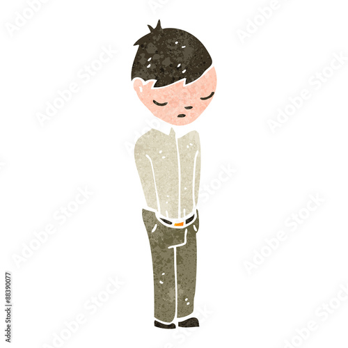 retro cartoon boy with hands in pockets