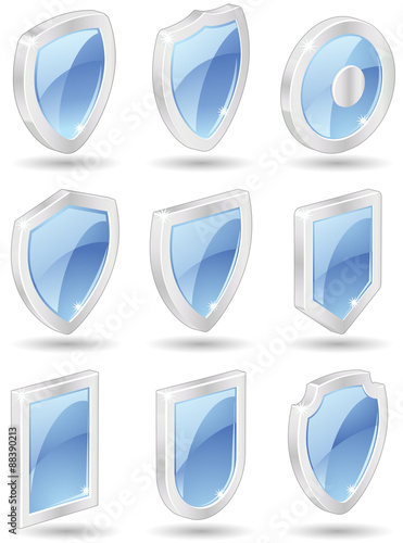 Shield 3d vector icons