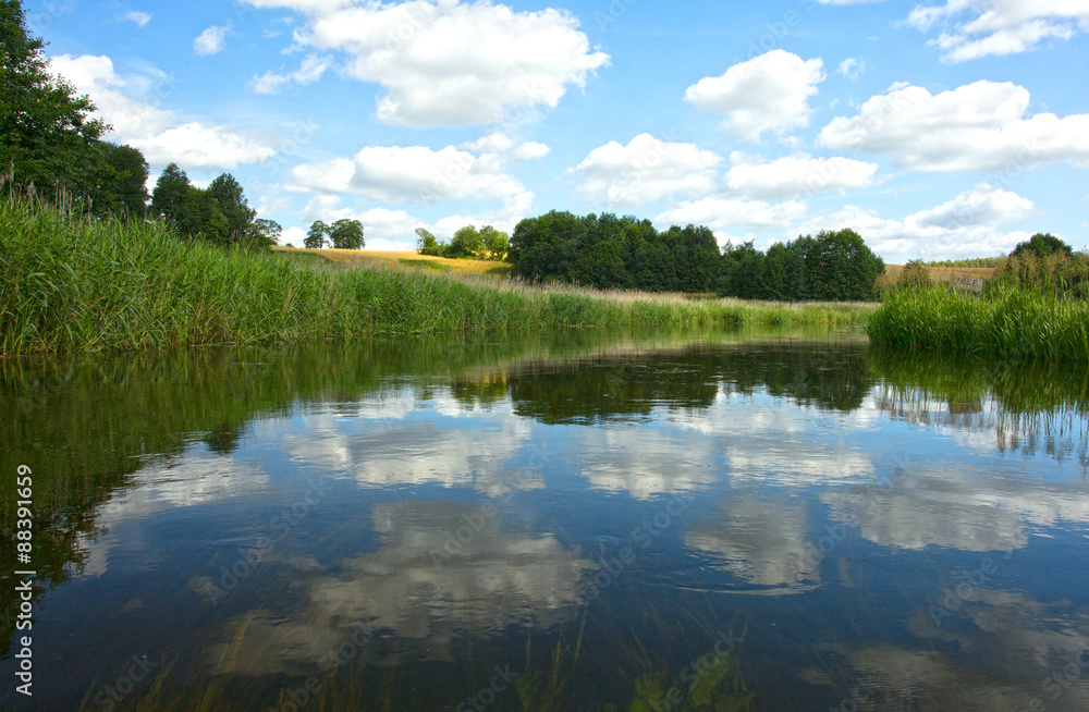 Poland.Brda river in summer.Horizontal view