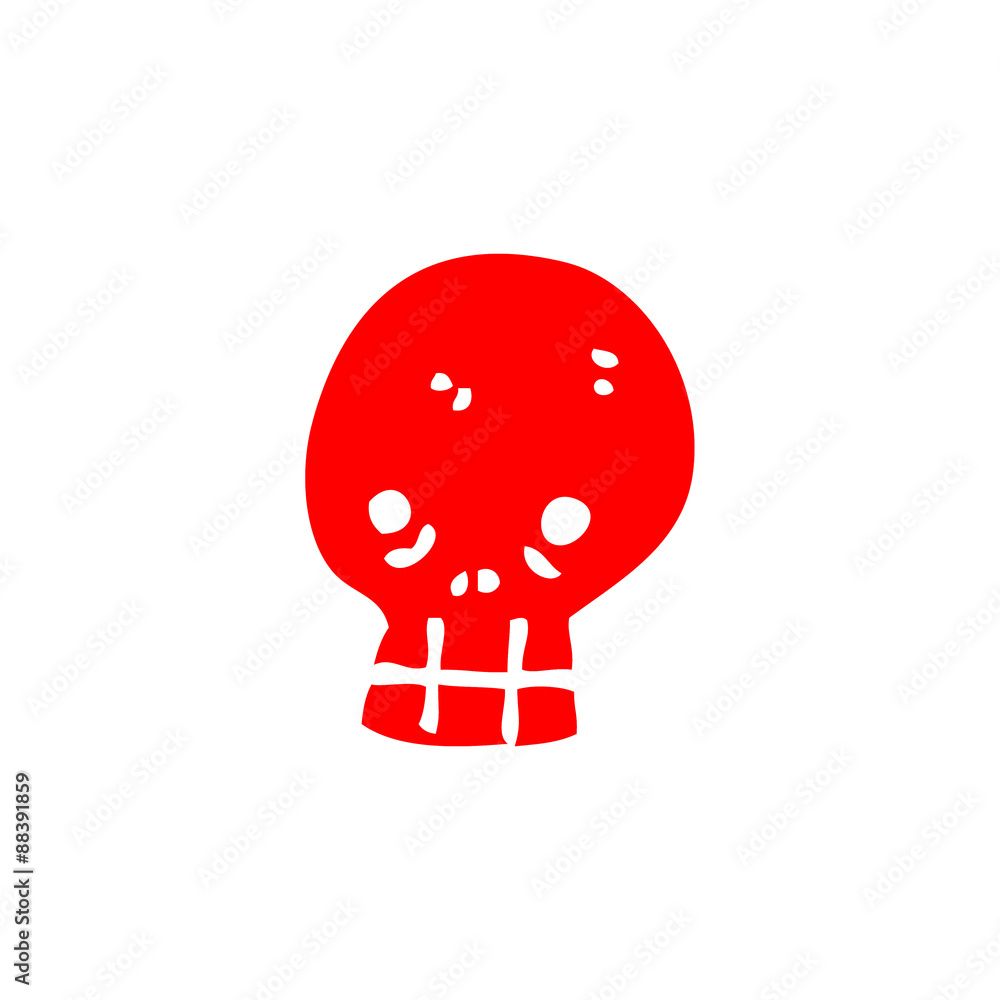 retro cartoon red skull symbol