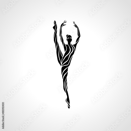 Creative silhouette of gymnastic girl. Art gymnastics dancing