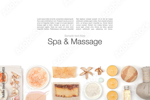 spa and massage elements on white background 