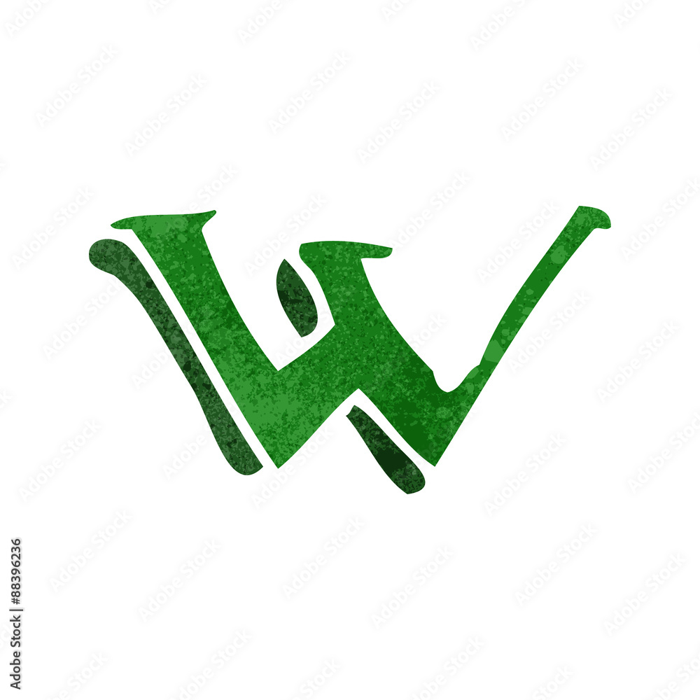 retro cartoon letter w retro cartoon letter w