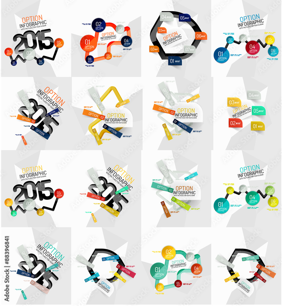 Set of light, paper design option infographic banner templates Set of light, paper design option infographic banner templates