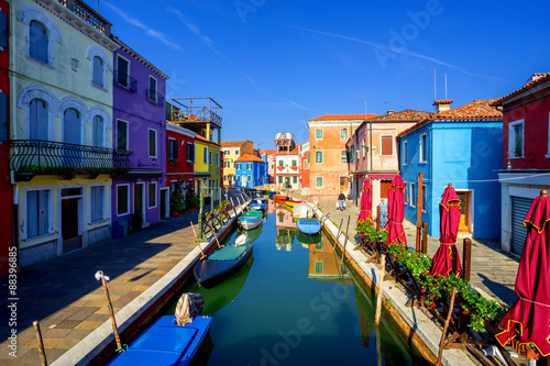 multicolored houses in Burano island. Venice. Italy. 