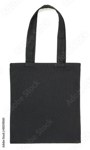 Black fabric bag on white