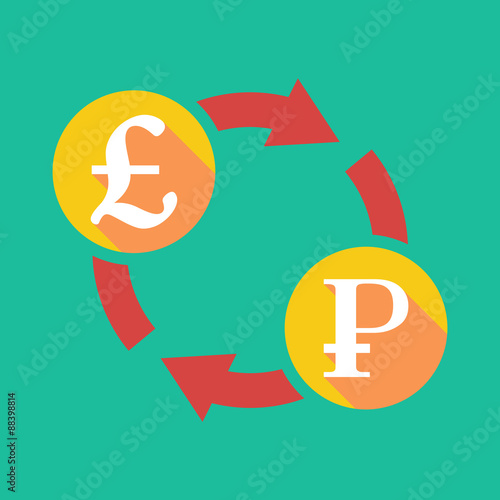 Exchange sign with a pound sign and a ruble sign