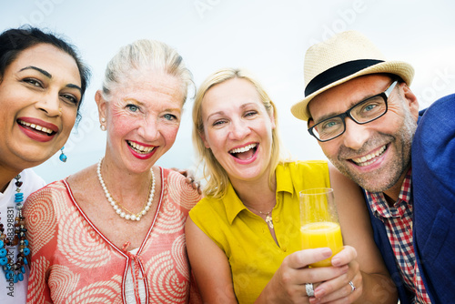 Diverse Neighbors Drinking Party Concept