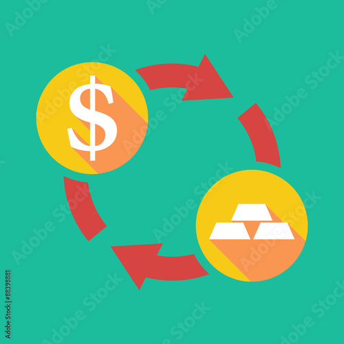 Exchange sign with a dollar sign and gold bars