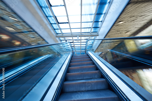 Shopping mall escalators