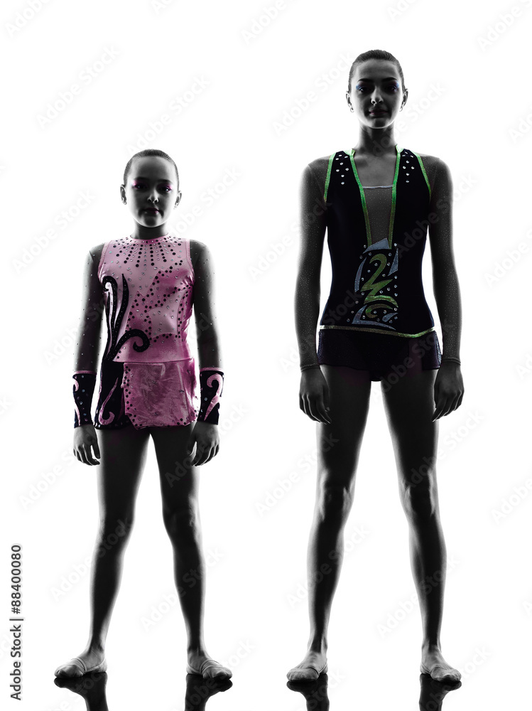 Rhythmic Gymnastics woman little girl child teenager silhouett Rhythmic Gymnastics woman little girl child teenager silhouett