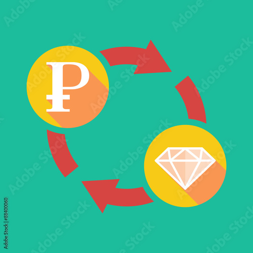 Exchange sign with a ruble sign and a diamond