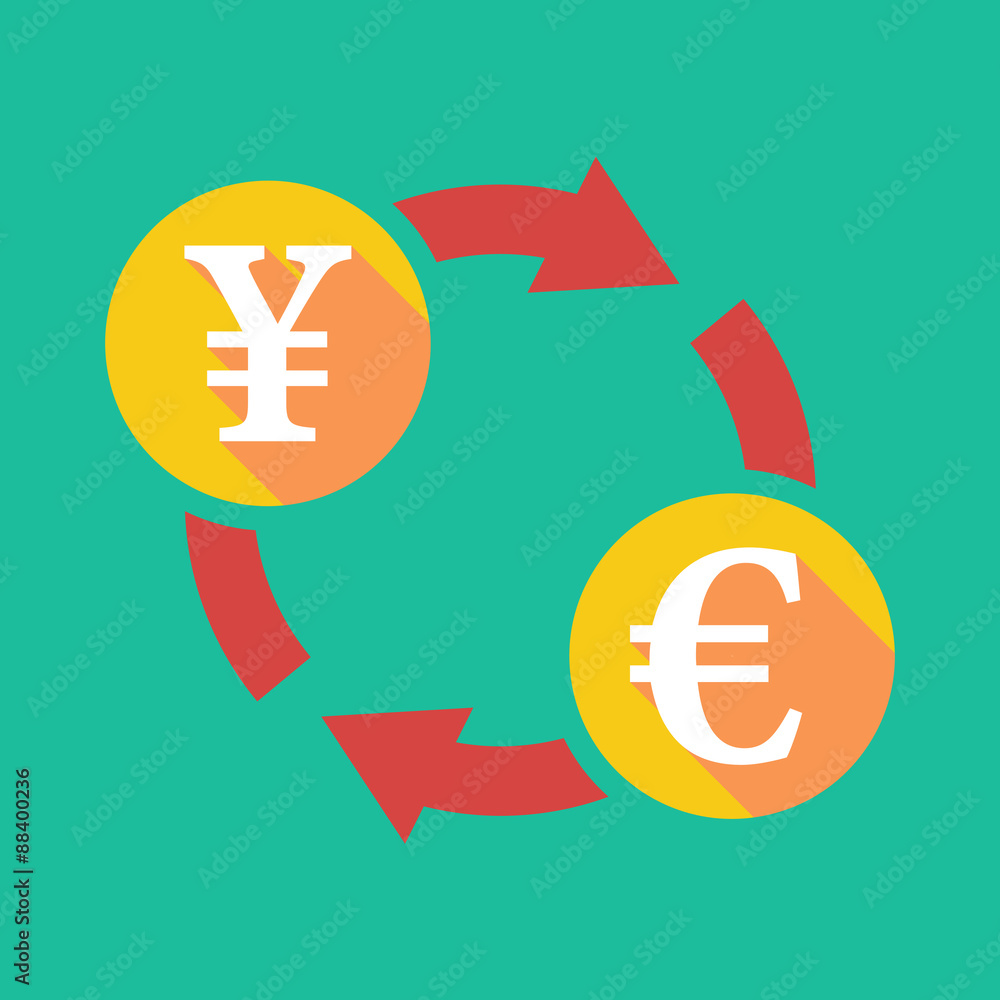 Exchange sign with a yen sign and an euro sign Exchange sign with a yen sign and an euro sign