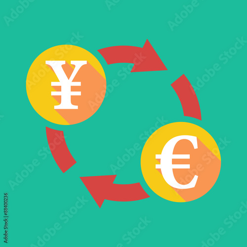 Exchange sign with a yen sign and an euro sign