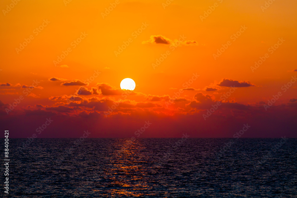 Beautiful sunset. Nice sunset.  sunrise in the sea.