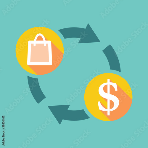 Exchange sign with a shopping bag and a dollar sign