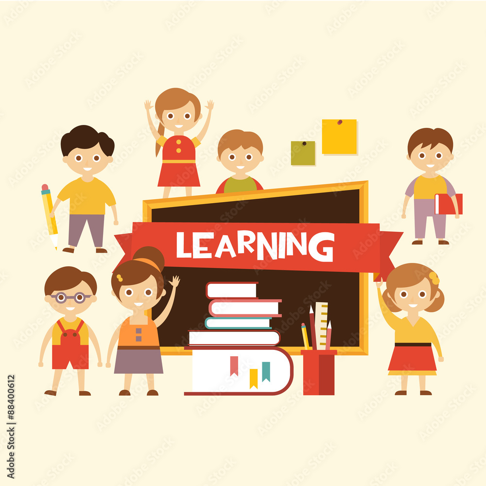 Back to school. Lovely children learn Back to school. Lovely children learn